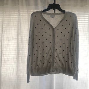Old Navy Grey polkadot cardigan.